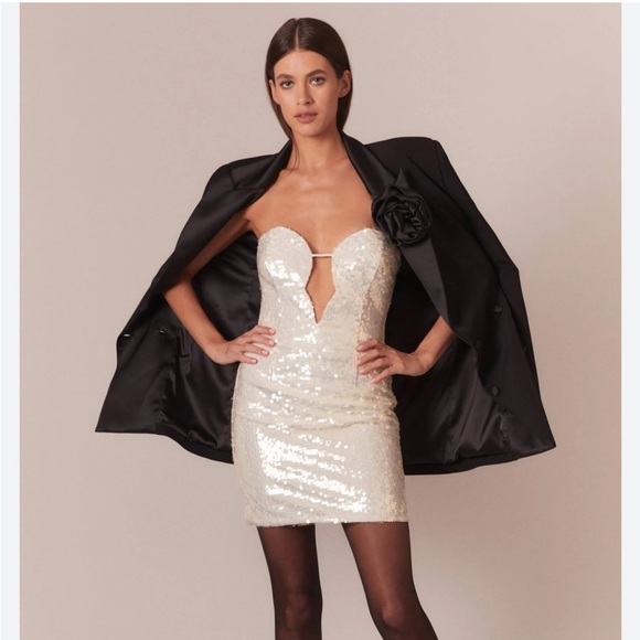 NWT Revolve Bardot Jinxa Mini Dress sz 6 sparkle - Picture 7 of 9